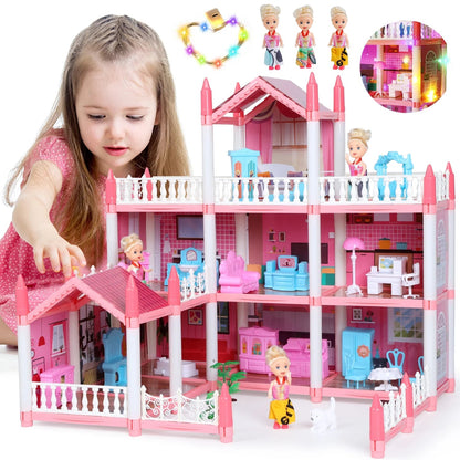 Avelena | Puppenhaus Mit Farbenfrohem Licht, Tust Als Ob Spiel Multirom & 2 Puppen