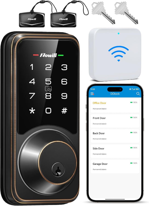 Avelena | Wifi Smart Locks Mit Schlüsselfreiem Zugang, App-Steuerung, Touchscreen-Tastatur, Automatische Verriegelung
