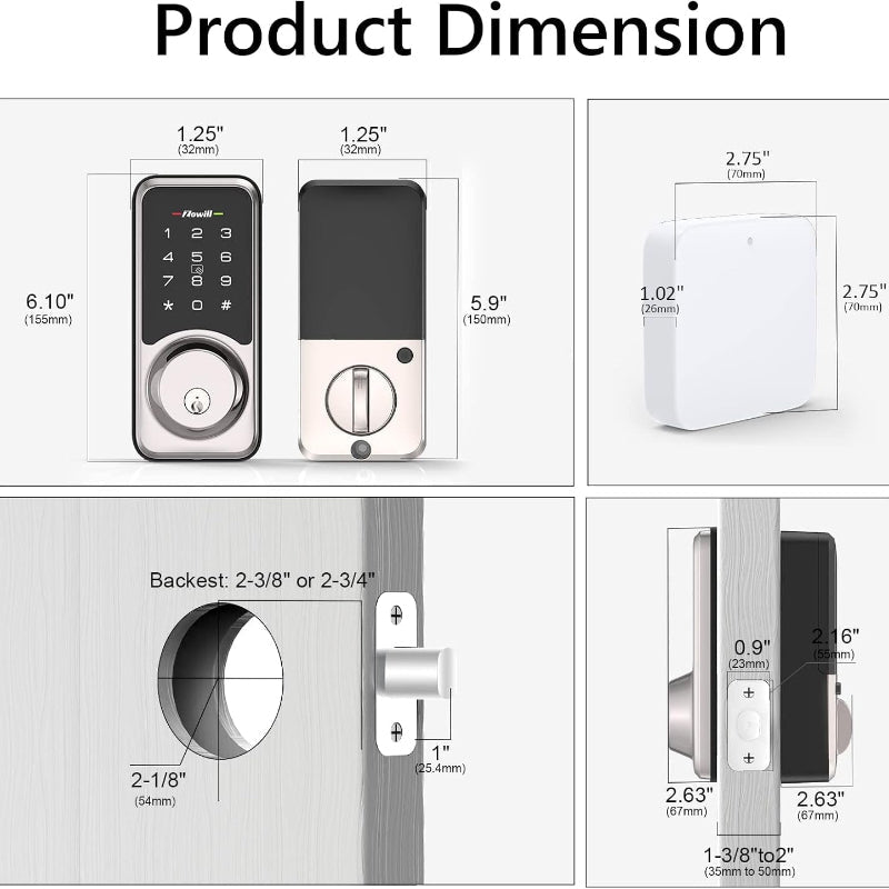 Avelena | Wifi Smart Locks Mit Schlüsselfreiem Zugang, App-Steuerung, Touchscreen-Tastatur, Automatische Verriegelung