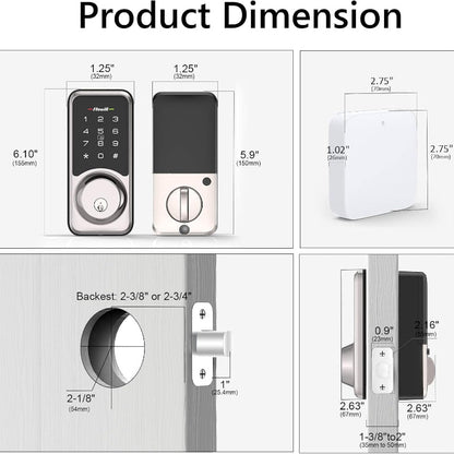 Avelena | Wifi Smart Locks Mit Schlüsselfreiem Zugang, App-Steuerung, Touchscreen-Tastatur, Automatische Verriegelung