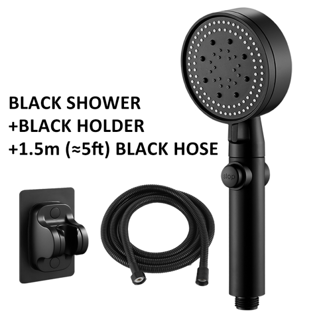 Avelena | Kopf Wasser sparen Schwarz 5 Modus einstellbar Hochdruck Avelena | Ein-Knopf-Stop Wasser Massage Eco Avelena | Badezimmer Zubehör