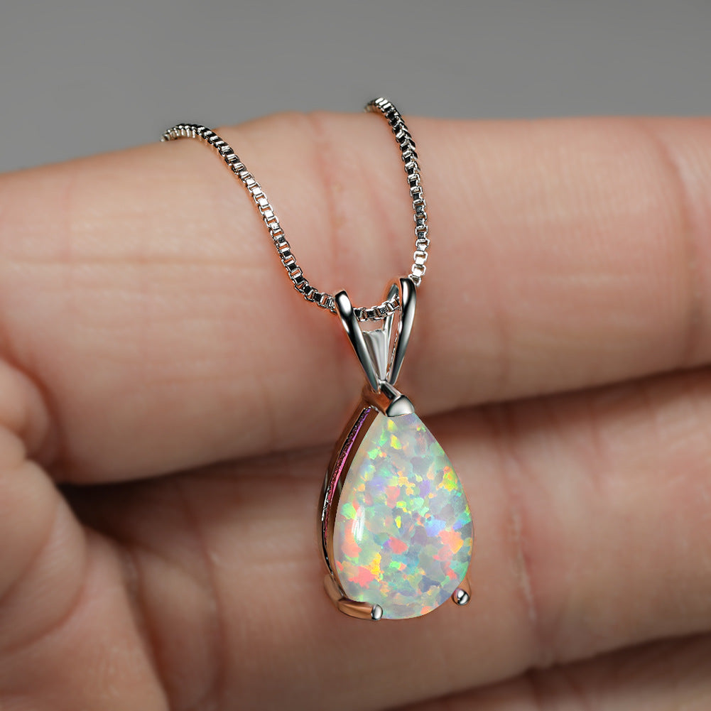 Avelena | Minimalist Drop Opal Pendant Necklace Selina