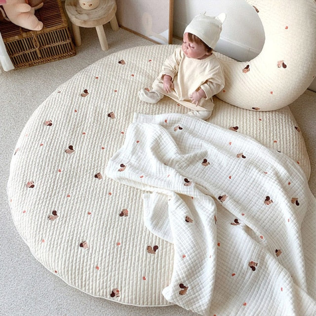 Avelena | Bären-Stickerei Baby Krabbelmatte