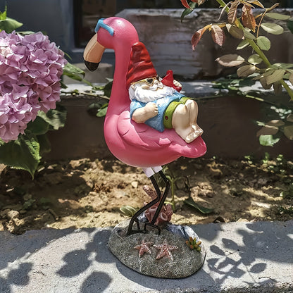 Avelena | Flamingo chillende Gartenzwerg-Statue