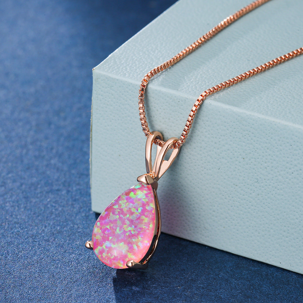 Avelena | Minimalist Drop Opal Pendant Necklace Selina