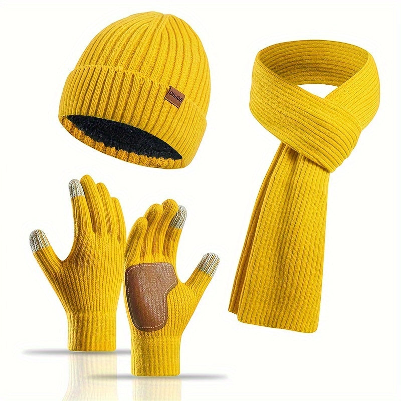 Avelena | Winter Komfort Set – Strickmütze, Schal und Handschuhe für Unisex