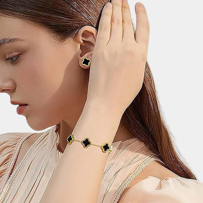 Avelena | Kleeblatt Schmuckset Kette, Armband & Ohrringe