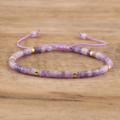 Avelena | Geflochtenes Armband mit 2,4 Mm Natursteinrollen Seraphina