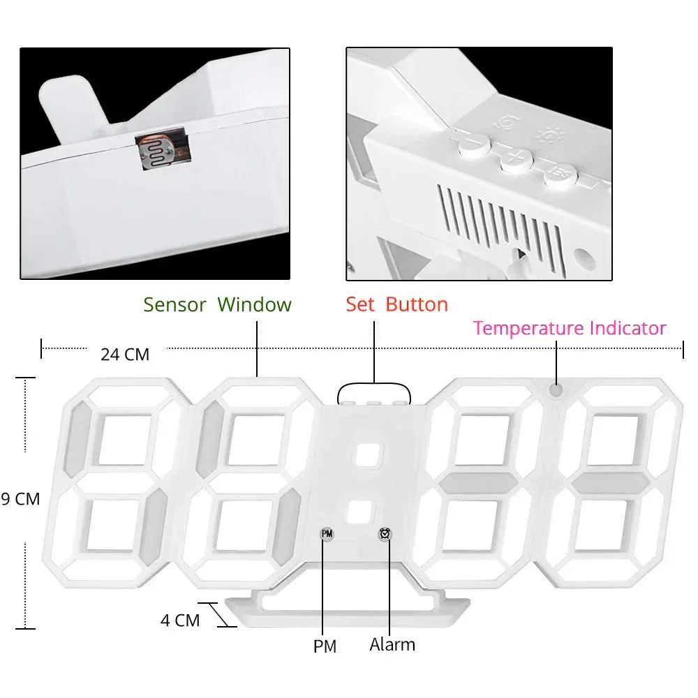 Avelena | 3D Led Wanduhr Modern Digitaluhr Dimmbares Led Licht Stilvolle Wanddekoration