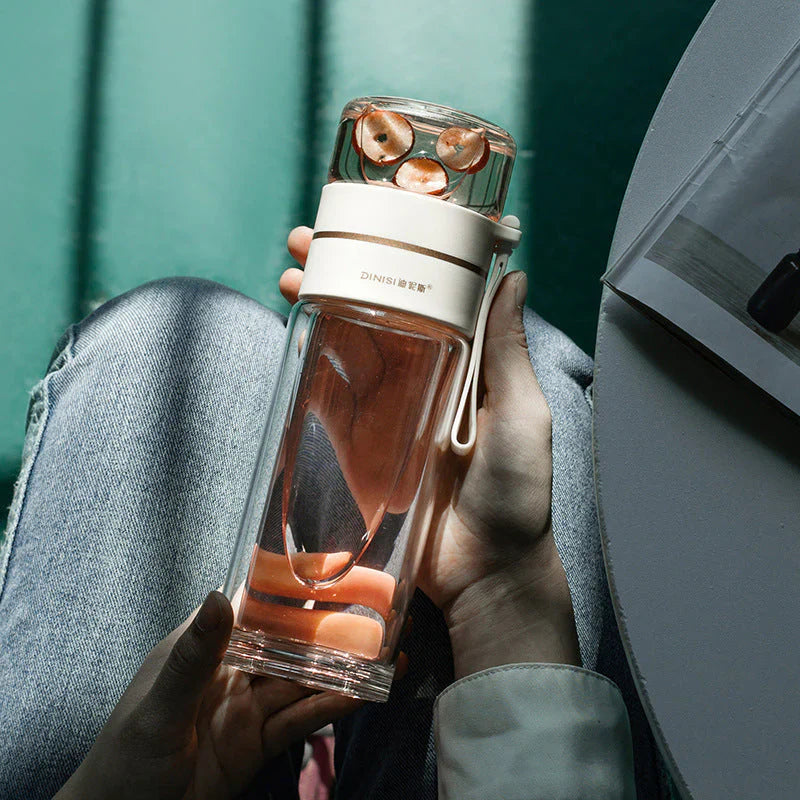 Avelena | Doppelwandige Glasflasche Mit Teesieb Und Infuser
