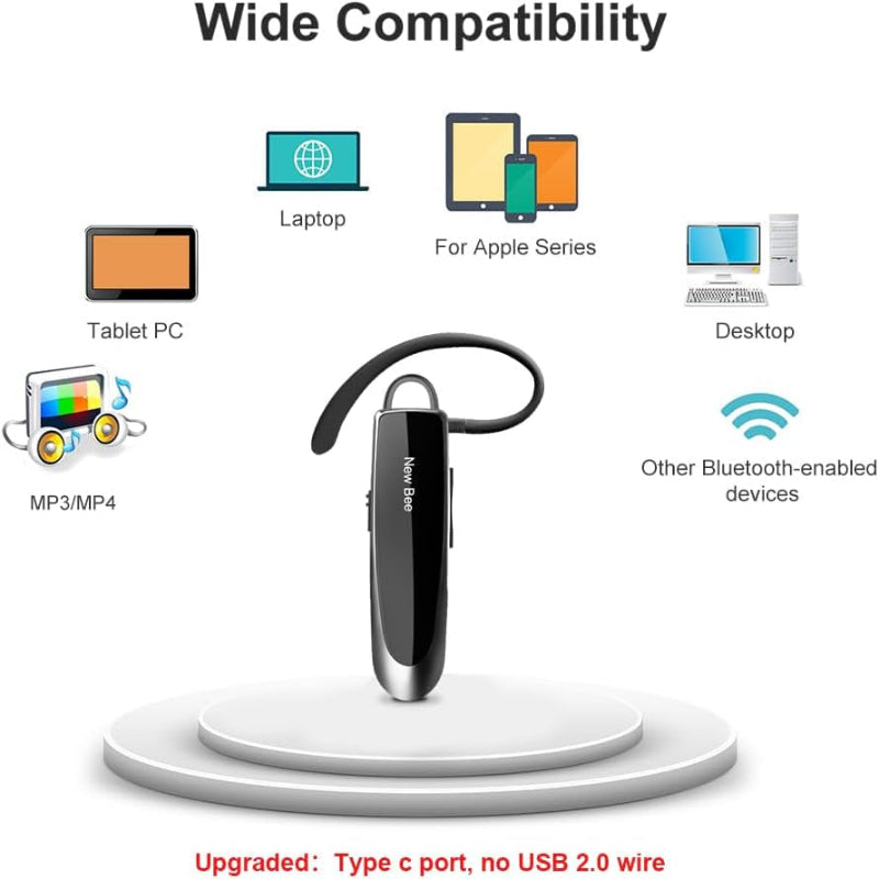 Avelena | Bluetooth Ohrstöpsel V5.0 Drahtloses Headset Mit Mikrofon, 24 Stunden Sprechzeit