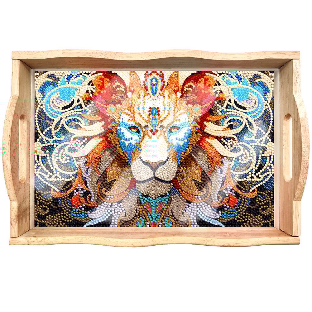 Avelena | DIY Diamond Painting Holztablett Essen Tablett mit Griff Wohnzimmer Dekoration Mandala Holztablett Set