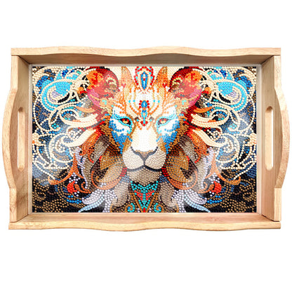 Avelena | DIY Diamond Painting Holztablett Essen Tablett mit Griff Wohnzimmer Dekoration Mandala Holztablett Set