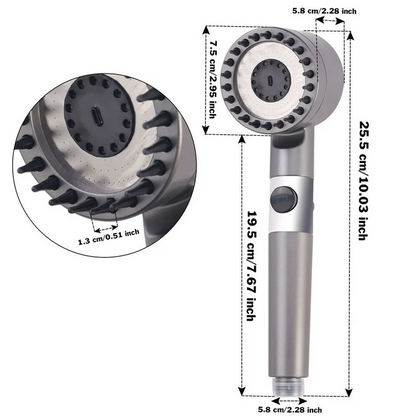 Avelena | Hochdruck-Massageduschkopf - Handbrause mit 3 Strahlarten und Filtern