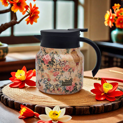 Avelena | Vintage Floral Pattern Tee-Thermoskanne – Eingebauter Infuser