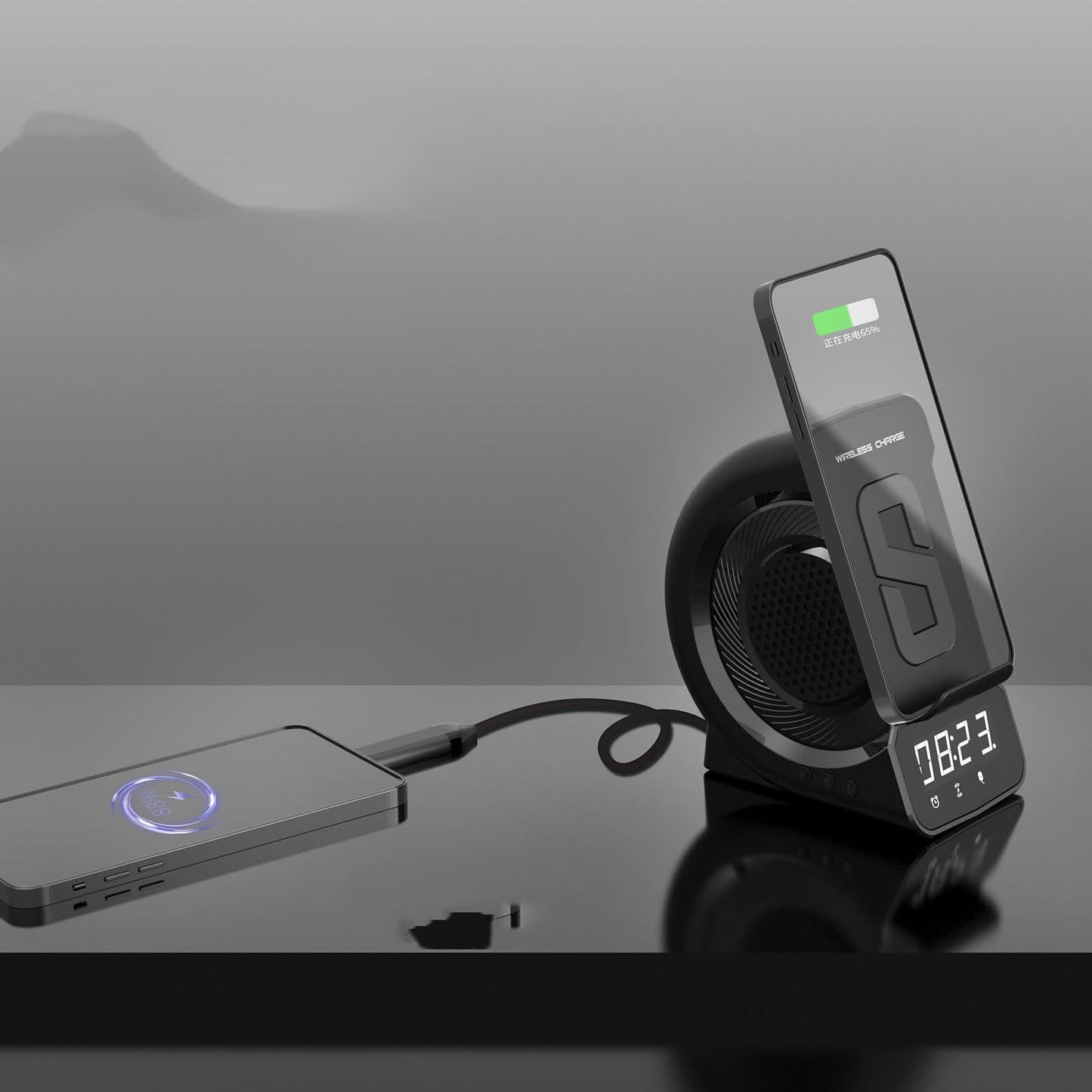 Avelena | BRYN - Wecker mit tragbarem Lautsprecher und drahtlosem Ladegerät