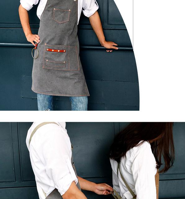 Avelena | Deetrust Canvas Latzschürze Koch Küchenschürze für Barista Barkeeper mit Taschen