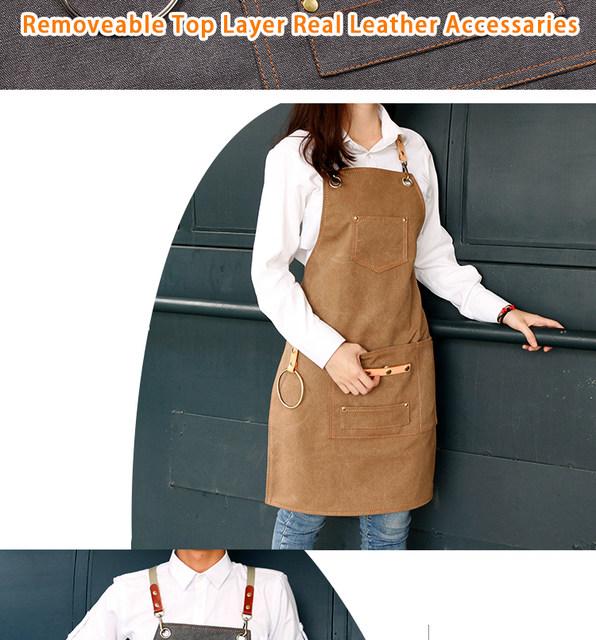Avelena | Deetrust Canvas Latzschürze Koch Küchenschürze für Barista Barkeeper mit Taschen