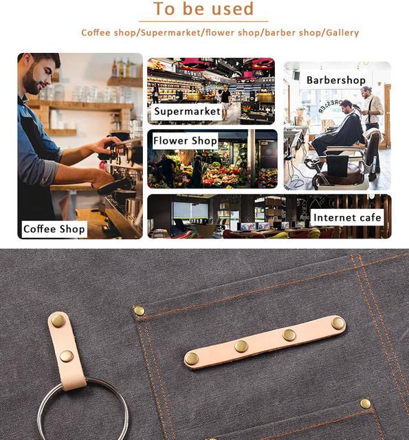 Avelena | Deetrust Canvas Latzschürze Koch Küchenschürze für Barista Barkeeper mit Taschen
