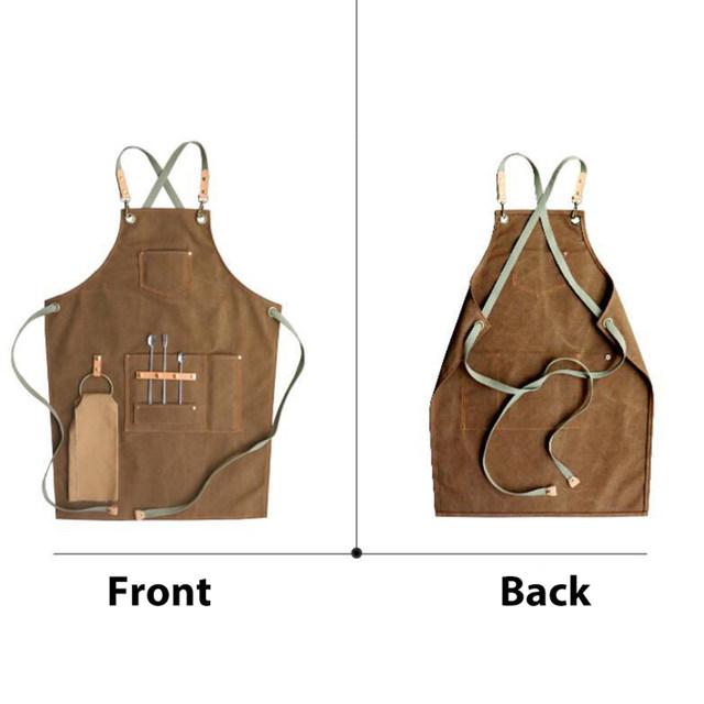 Avelena | Deetrust Canvas Latzschürze Koch Küchenschürze für Barista Barkeeper mit Taschen