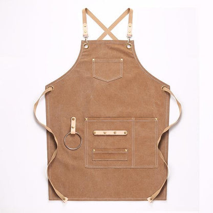 Avelena | Deetrust Canvas Latzschürze Koch Küchenschürze für Barista Barkeeper mit Taschen