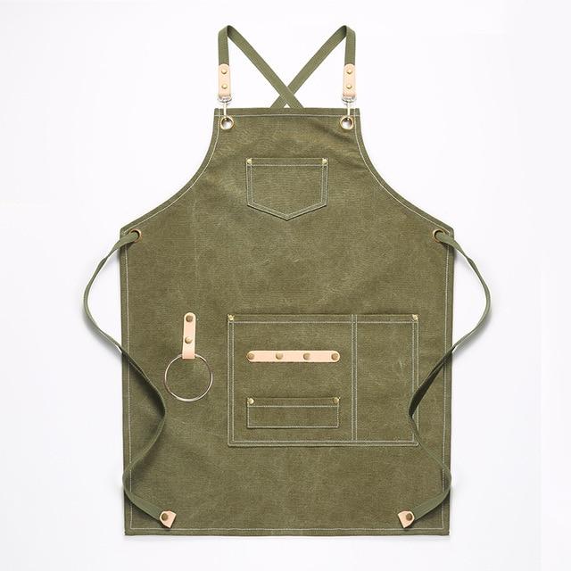 Avelena | Deetrust Canvas Latzschürze Koch Küchenschürze für Barista Barkeeper mit Taschen