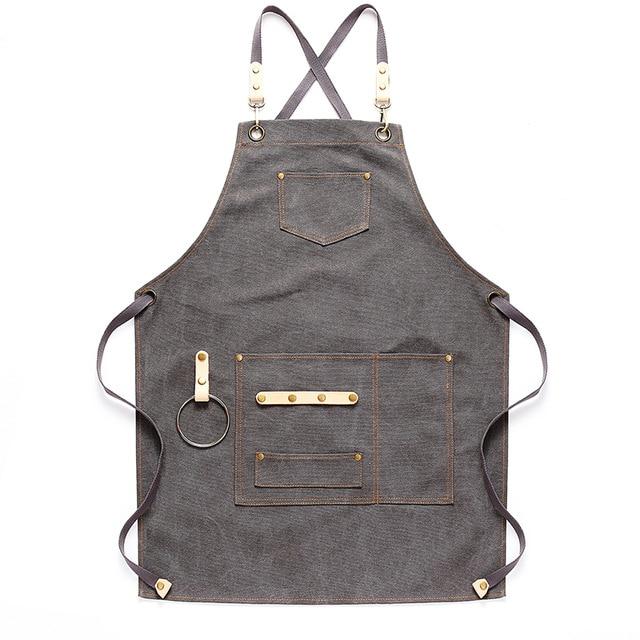 Avelena | Deetrust Canvas Latzschürze Koch Küchenschürze für Barista Barkeeper mit Taschen