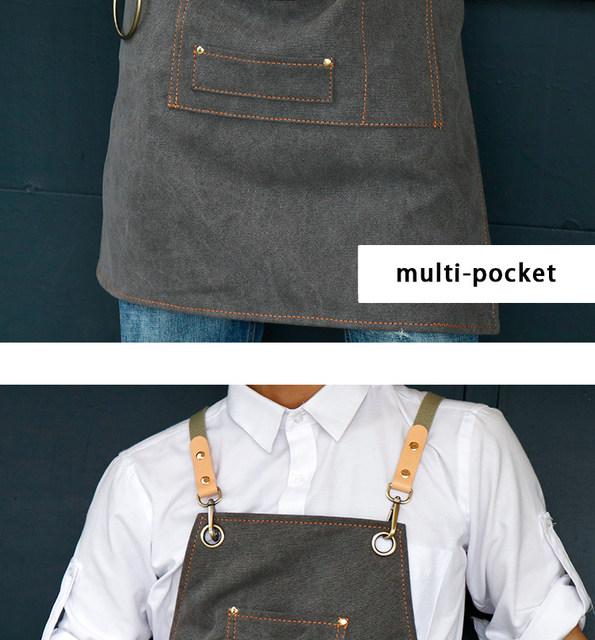 Avelena | Deetrust Canvas Latzschürze Koch Küchenschürze für Barista Barkeeper mit Taschen