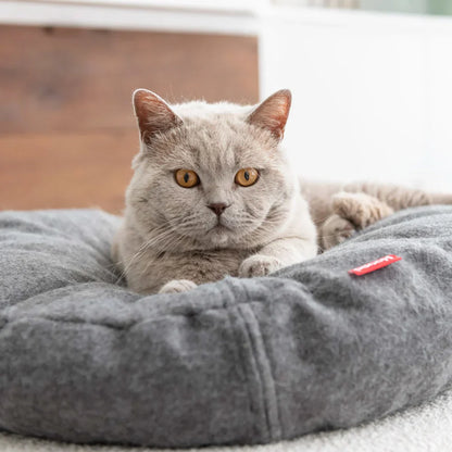Avelena | Donut Katzenbett aus Wolle Grau Blau