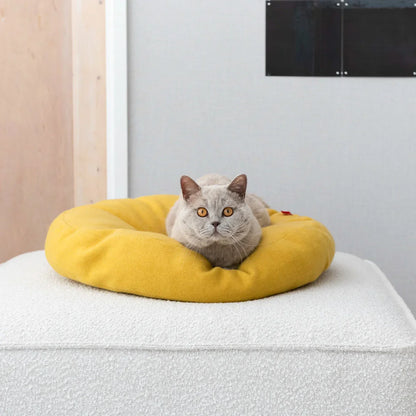 Avelena | Donut Katzenbett aus Wolle Grau Blau