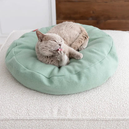 Avelena | Donut Katzenbett aus Wolle Grau Blau