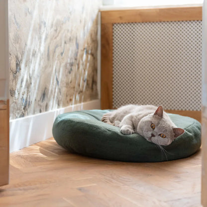Avelena | Donut Katzenbett aus Wolle Grau Blau