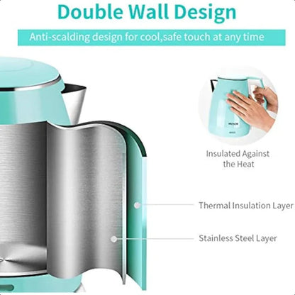 Avelena | Doppelwandiger Wasserkocher Edelstahl Cool Touch Teekessel