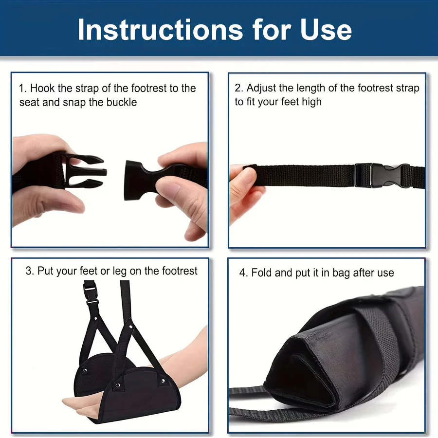 Avelena | 2-Pack Fußhängematte, Tragereise- und Untertisch-Beinstütze mit verstellbaren Riemen