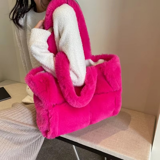 Avelena | Damenhandtasche aus weichem Plüsch mit hoher Kapazität für den Winter