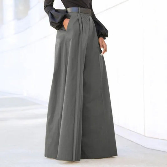 Elegante Damen-Faltenhose mit weitem Bein