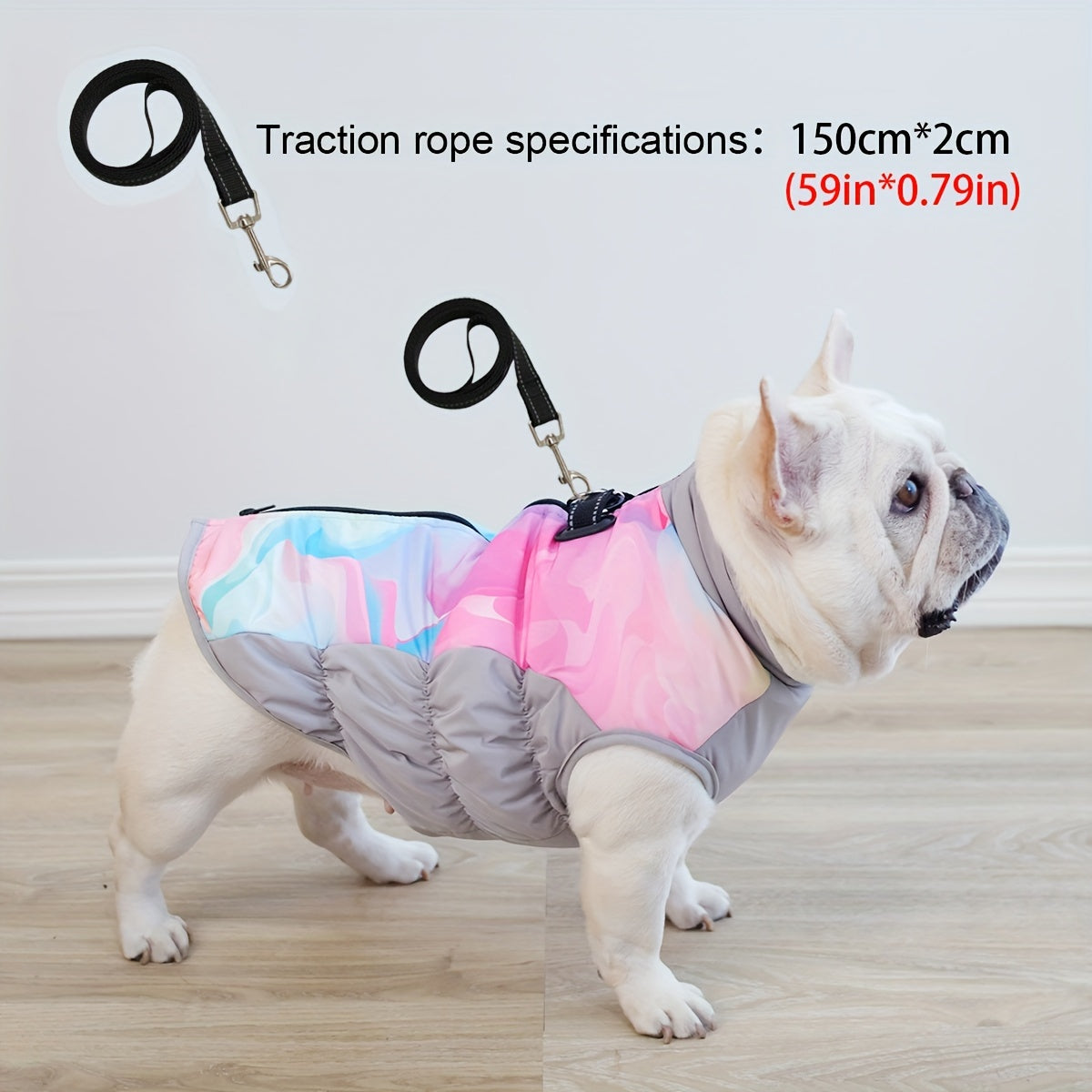 Avelena | Arcticpaw Frenchie Warme Jacke Wasserdicht Winter Gemütliche Jacke Mit Leine Seil