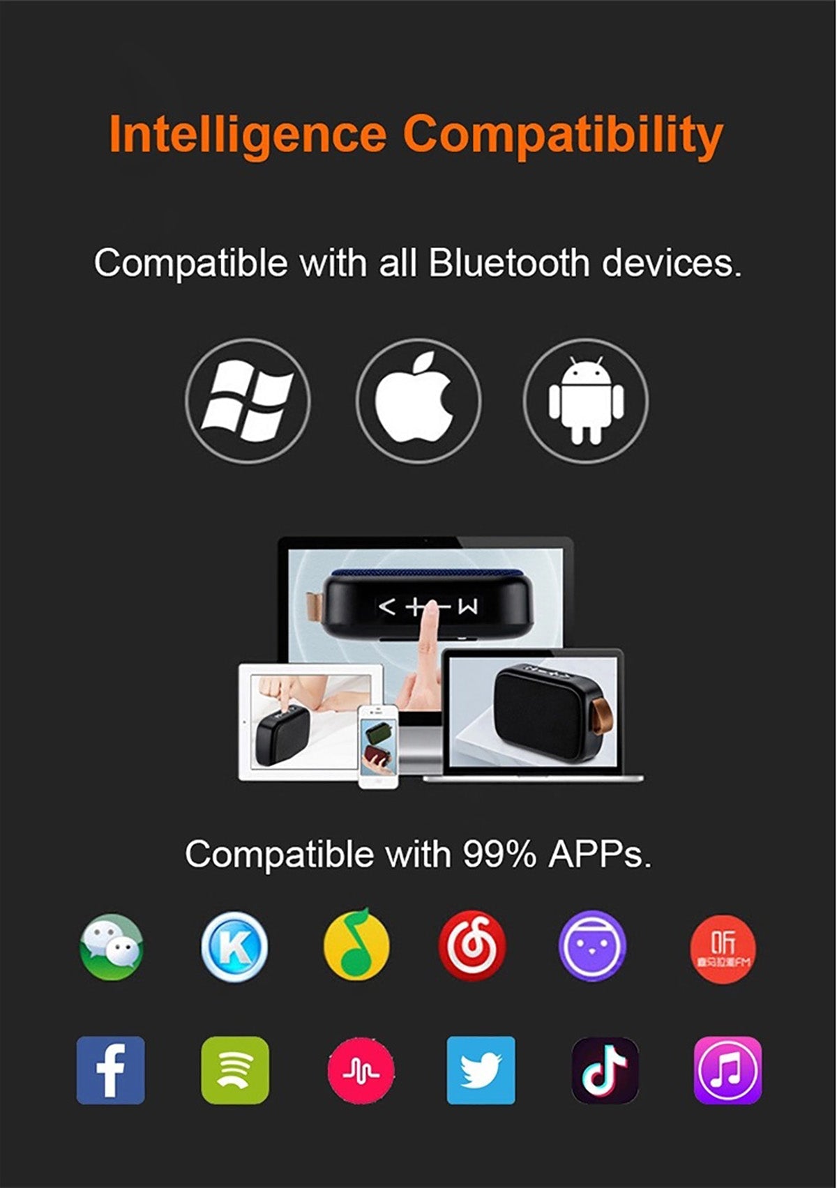 Avelena | Tragbarer Bluetooth Lautsprecher 3D Stereo Musikspieler mit Hifi Sound