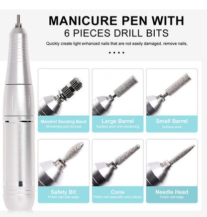 Avelena | Professionelle 45000RPM tragbare elektrische Nagelfeile mit wiederaufladbarem Akku | Niedriges Geräuschniveau für Maniküre