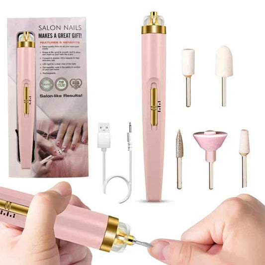Avelena | 5-in-1 Elektrisches Nagelpflegegerät – Tragbares Maniküre-Tool mit LED-Licht
