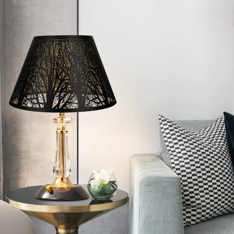 Avelena | Medium Lampenschirm, Barrel-Stofflampenschirm für Tischlampe und Stehlampe, 7x13x7.8 Zoll, naturbelüftetes Leinen, handgefertigt, Spider (weiß)