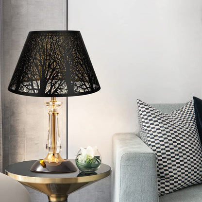 Avelena | Medium Lampenschirm, Barrel-Stofflampenschirm für Tischlampe und Stehlampe, 7x13x7.8 Zoll, naturbelüftetes Leinen, handgefertigt, Spider (weiß)