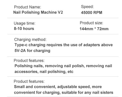 Avelena | Professionelle 45000RPM tragbare elektrische Nagelfeile mit wiederaufladbarem Akku | Niedriges Geräuschniveau für Maniküre