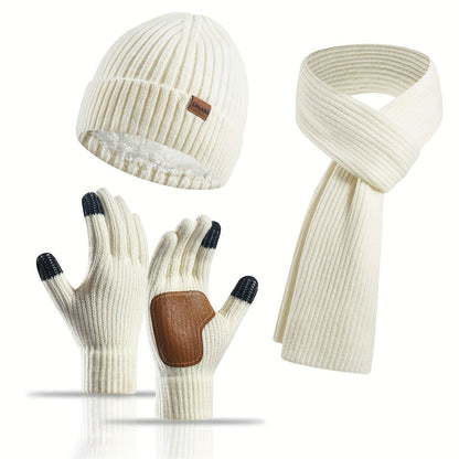 Avelena | Winter Komfort Set – Strickmütze, Schal und Handschuhe für Unisex