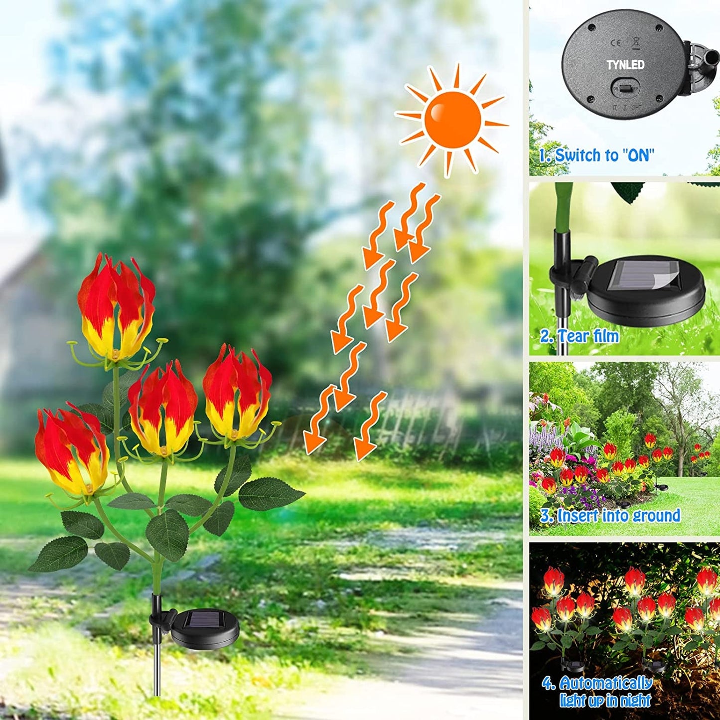 Avelena | Solhage Licht, Neueste Version Girlande Lilie Sonnenblume Licht Außenbetrieb Stake Dekorative Lichte Für Gärten, Gehwege, Patio, Vorhagen Außen Dekoration