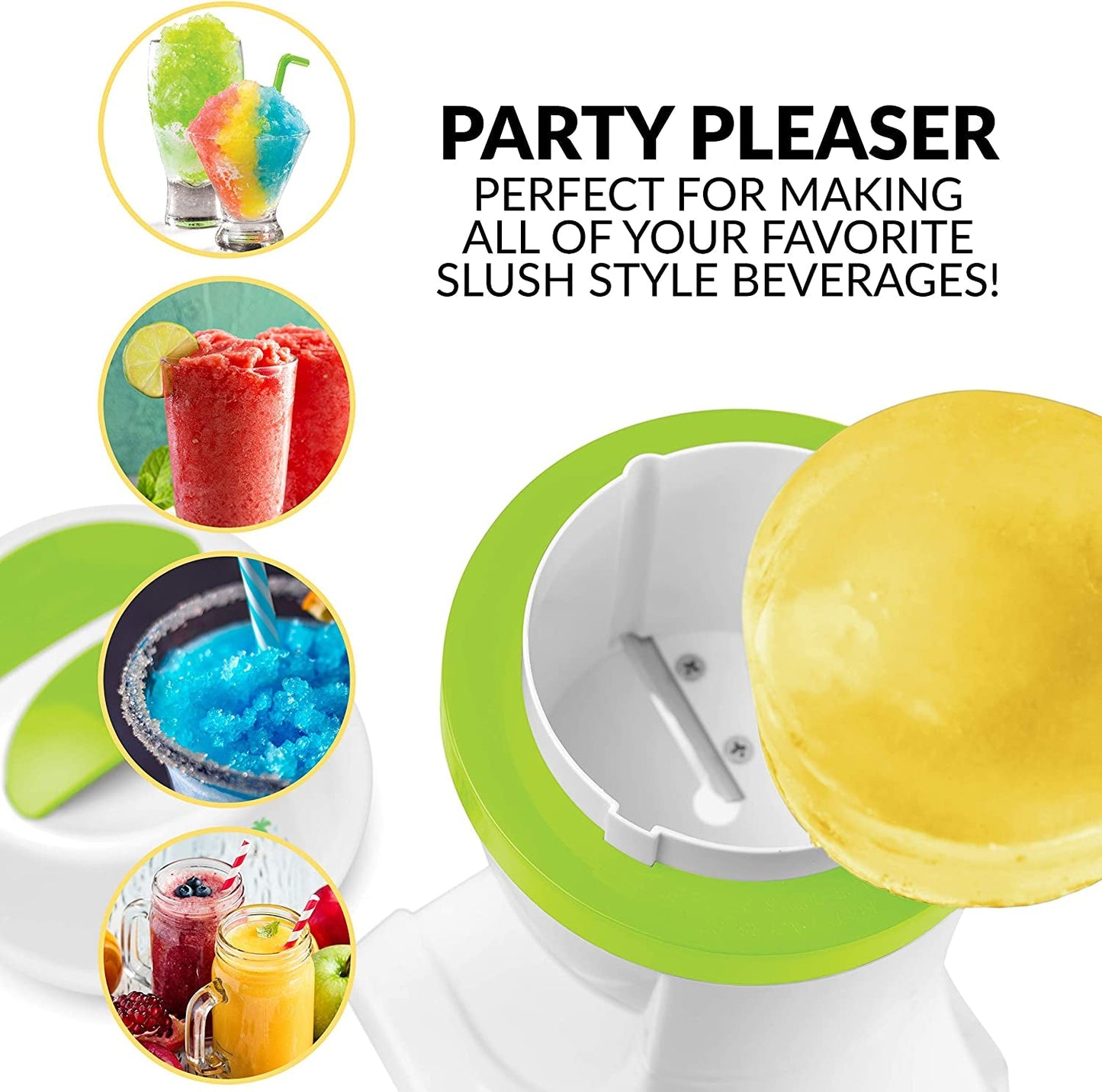 Avelena | Elektrische Hawaiian Tisch Snow Cone Maschine, Raspel Eis Maschine Inklusive 1 Wiederverwendbarem Plastikbecher Und Eisformen, Weiß/Grün