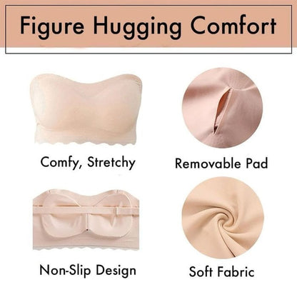 Avelena | Plus-Size Sexy, trägerlos, unsichtbarer Push-Up-BH