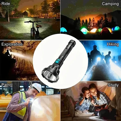 Avelena | 90000LM LED Taschenlampe – Taktischer Suchscheinwerfer mit USB-Aufladung und Superheller Beleuchtung