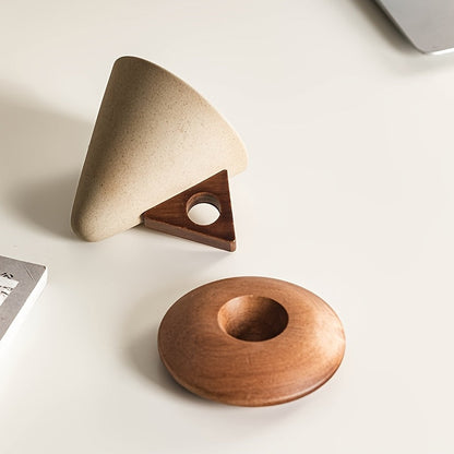 Avelena | BaristaLuxe Keramiktasse 250ml – Handgefertigt mit Holzgriff und Untersetzer