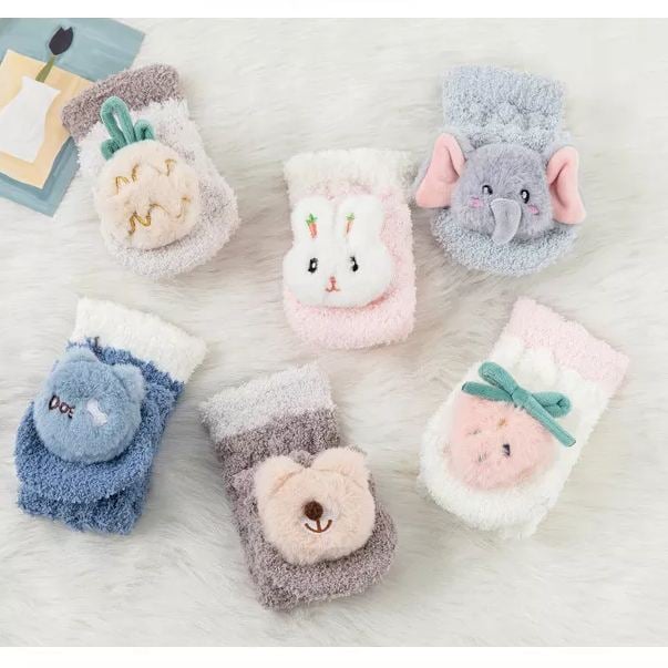 Avelena | Ein Paar Baby süße Koralle Fleece Socken